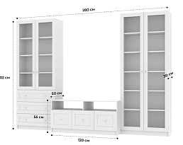 Изображение товара Билли 374 white ИКЕА (IKEA) с тумбой под телевизор на сайте delmard.ru